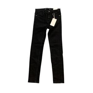 Zara Jeans Womens 4 Black Denim Mid Waist Skinny Ankle 5 Pocket Stretch Zip Fly